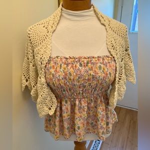 2 PC Set Strapless Peblum w/Vintage Shawl